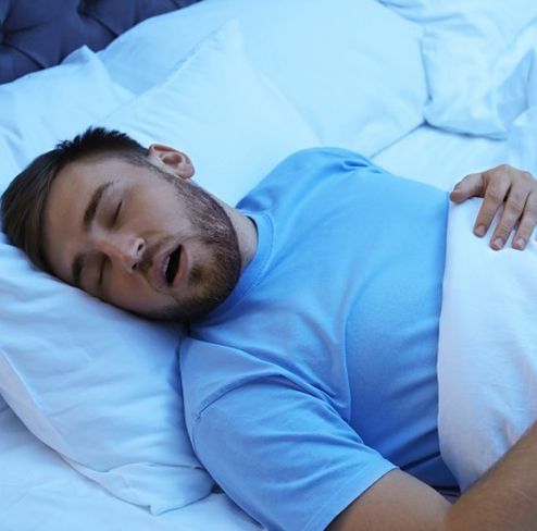 Man snores while sleeping