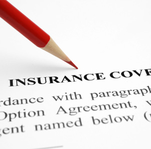 Insurance coverage policy and red pencil