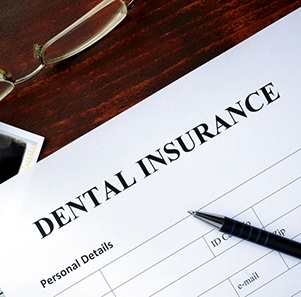 Dental insurance form on a table