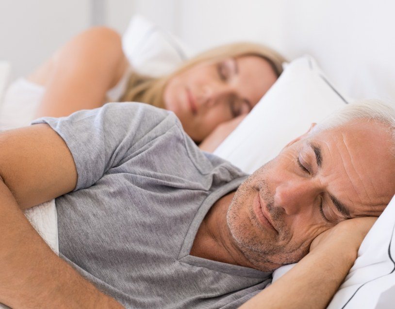 Man and woman sleeping soundly thanks to nightguards for bruxism