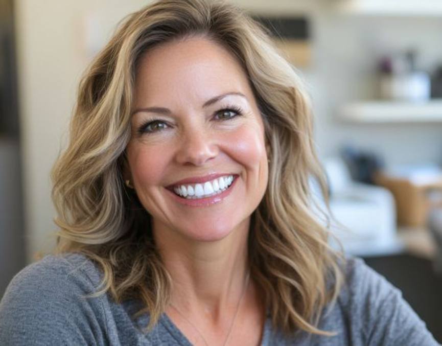 Smiling middle-aged woman with perfect teeth