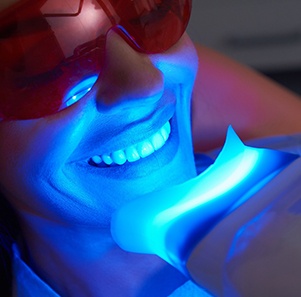 a woman having her teeth whitened