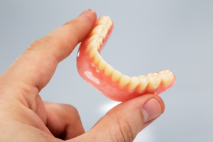 closeup of lower denture